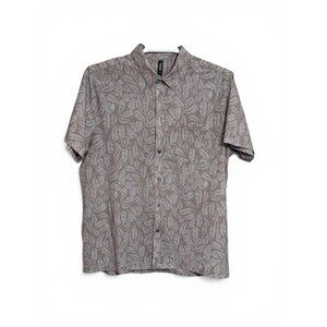 Vuori Mens Bridge Floral Short Sleeve Button Up Shirt Color Umber Sago Sz Small